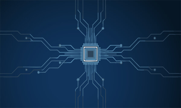 Electronic circuit processor technology wallpaper vector.