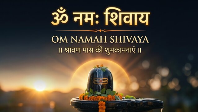 Om Namah Shivaya Shravan Banner &ndash; Premium Mahadev Festival Greeting