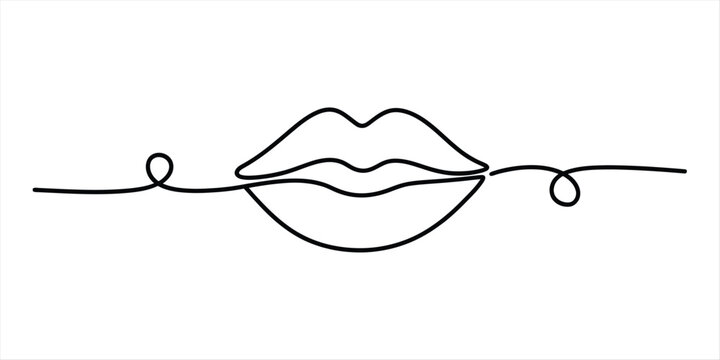 Continuous single line drawing of female lips Vector, illustration