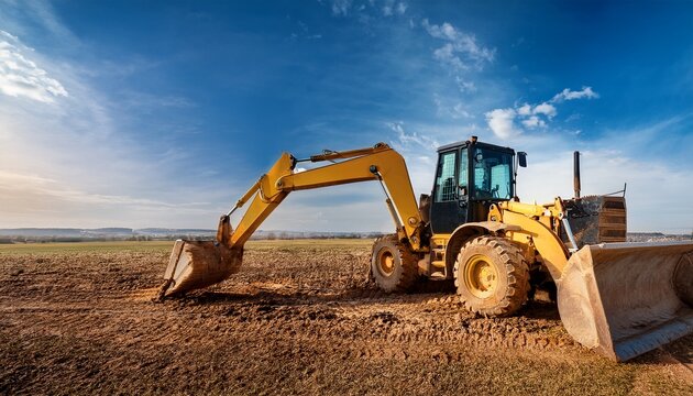 backhoe bulldozer in open field operation