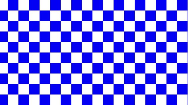 A blue and-white checkered pattern in motion creates an illusion of infinite looping movement in space