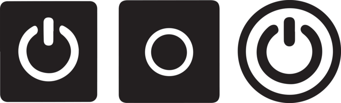 Power Button and Off Switch Icon Set &ndash; Professional Flat Vector Illustration for Hardware Controls, UI Interface, and System Shutdown Design