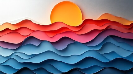 Fototapeta premium Colorful layered paper landscape
