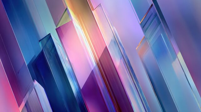 Dynamic Glass Architecture Abstract Background with Vibrant Gradient Colors