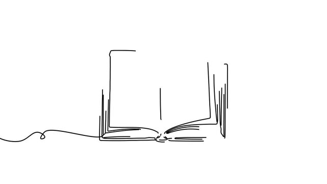 Animation of line drawing of an open book symbolizing education rights and knowledge access.