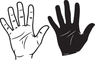 Obraz premium Black and white illustration of two hands with palms facing forward