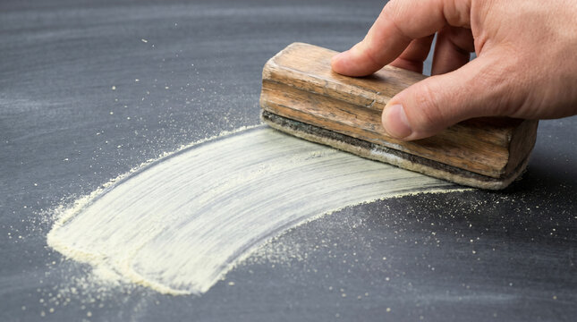 Hand Erasing Chalkboard, Clean Slate Fresh Start Concept