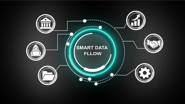 Smart Data Flow, Six sigma, quality control and manufacturing process management concept. workflow by eliminating non-value-added activities and continuously improving processes.
