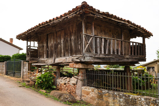 Traditional agricultural building called Horreo in Asturias, Spain