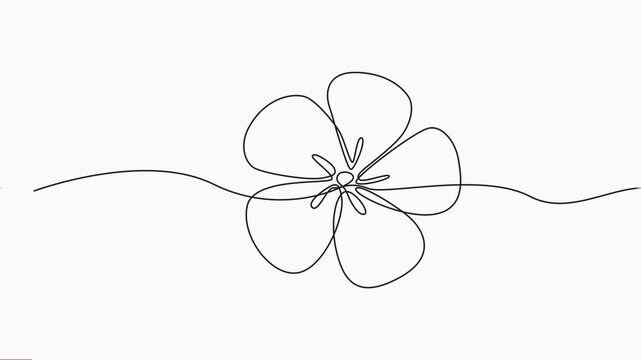 Plumeria flower continuous one line drawing animation. Frangipani linear blossom animated video, Animation on white background vector illustration.