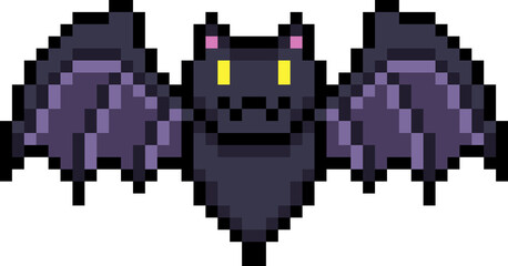 Fototapeta premium Cute Pixel Bat Icon Minimal Halloween Object