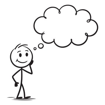 Thinking man stick figure vector illustration