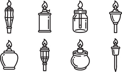 Naklejka premium Collection of eight black vintage style water pumps vector icons Vector