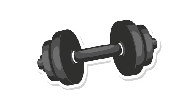 Black Dumbbell Isolated on White Background, Fitness Equipment for Workout
