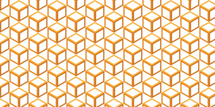 simple orange outline 3d cube pattern art for banner poster background.