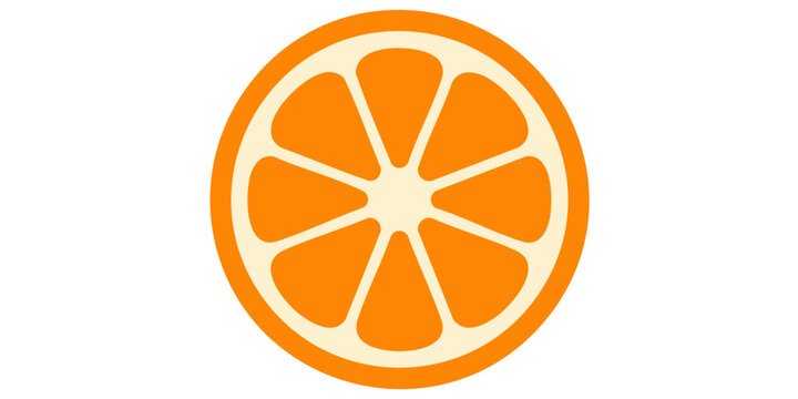 A vibrant orange slice cut in half on a white background