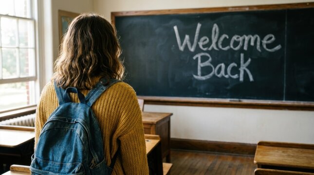 Back View of Student in Classroom Welcome Scene
