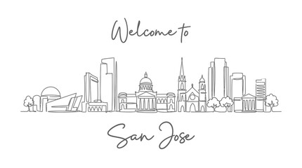 Obraz premium San Jose Skyline Illustration - Minimalist Cityscape Drawing