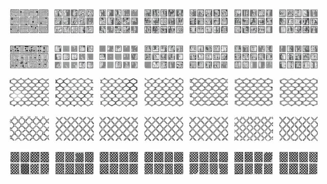 collection of various geometric hatching patterns on a white background detailed line work