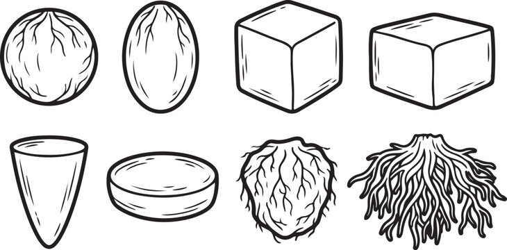 Set of 3d geometric shapes and objects isolated on white background vector illustration Vector
