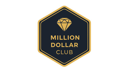 Fototapeta premium Million Dollar Club Emblem with Diamond Icon.
