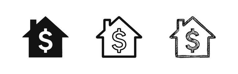 Obraz premium Real Estate Value and Home Investment Icons with Dollar Symbol