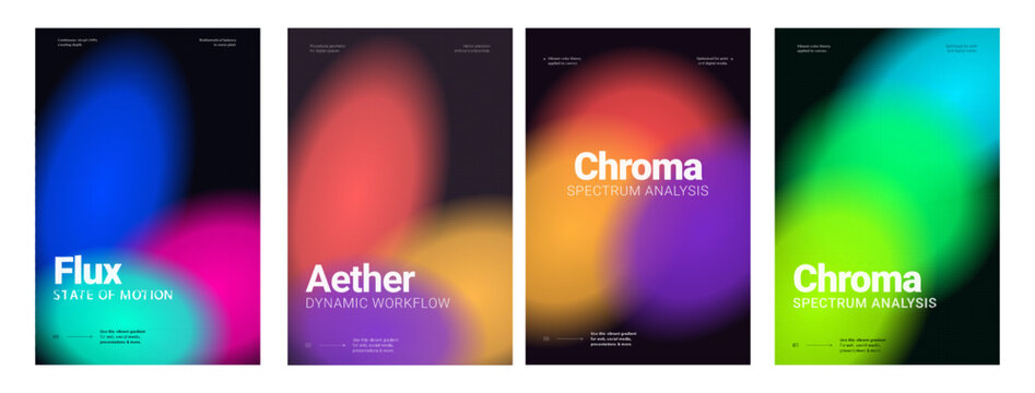 Vibrant Gradient Abstract Posters Collection, Flux Aether Chroma Spectrum Analysis Digital Backgrounds