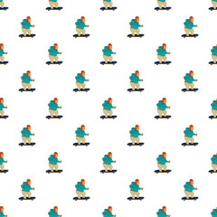 Fototapeta premium Cartoon apes riding skateboards in a repeating pattern