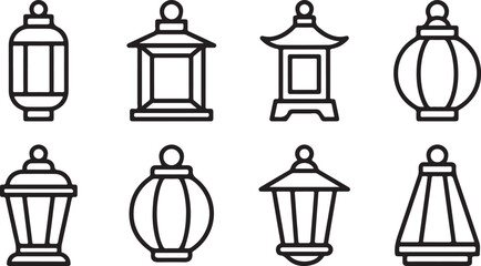 Vector illustration of old fashioned street lamps on white background Vector © Runa