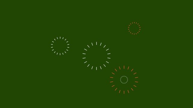 Circle burst explosion, single line blast Explosive Burst Animation for Video Decoration, white cartoon firework shape Motion Graphic, line burst pop up on green background 4k