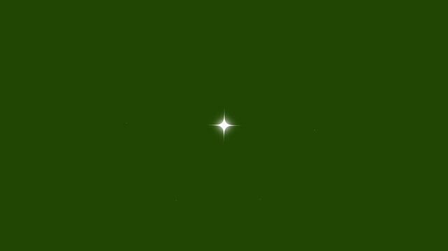 Sparkle twinkle star animation, glowing white doodle stars, glitter shine bursts, retro flat vector style, blinking cartoon effects, green screen seamless festive loop video