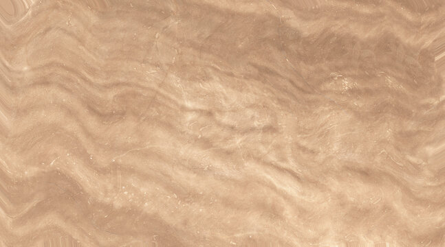 A close-up abstract view of flowing brown and cream marble texture with a natural pattern