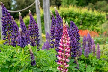 close up of beautiful bright vibrant purple and pink lupins © Penny