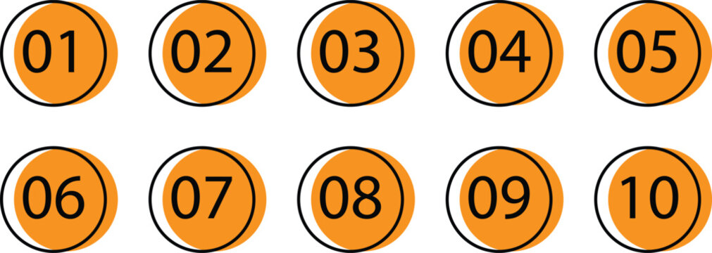Number Badge Icon Set 01 to 10 Vector Labels for Infographic Design