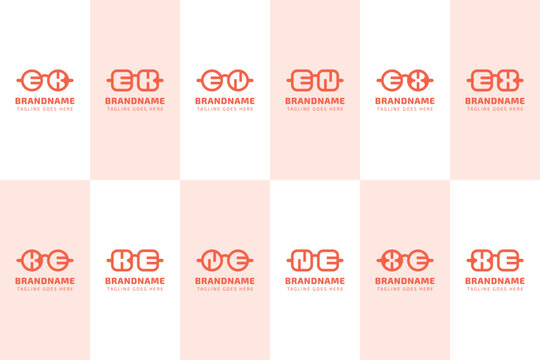 Letters EK KE EN NE EX XE Glasses Optic Logo, for optical company, eyewear stores, or spectacle brands