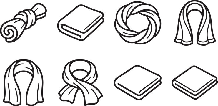 Black line icons of purse handbag clutch and backpack isolated vector Vector