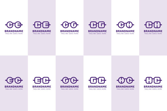 Letters CE EC CG GC CH HC Glasses Optic Logo, for optical company, eyewear stores, or spectacle brands