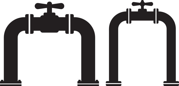 Water pipe with valve icon on white background industrial.