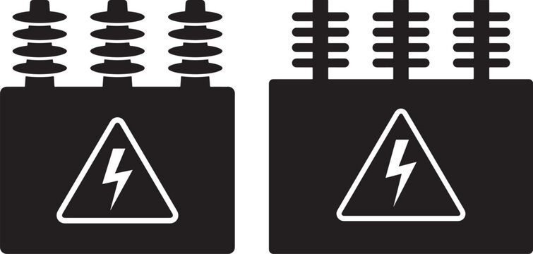 Electrical transformer icon on white background for science.