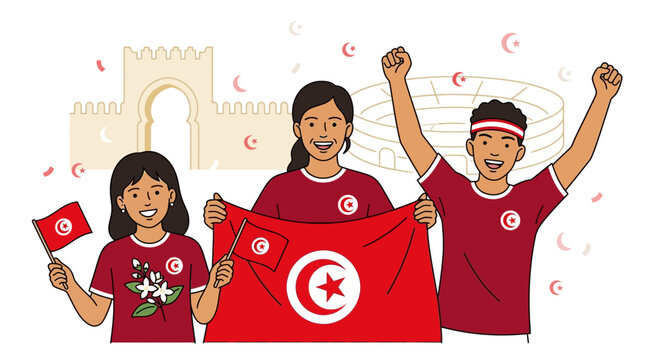People Celebrating Football with Flags