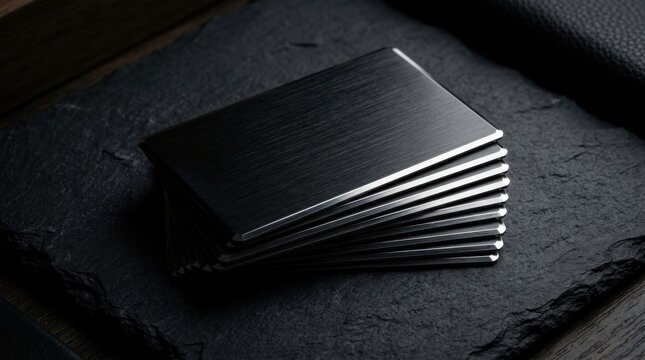 Premium Black Business Card Stack on Dark Surface
