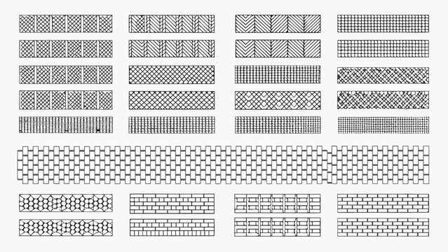 collection of geometric hatching patterns in black and white on a light gray background