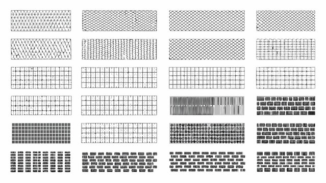 collection of black and white hatching patterns on a white background diverse line textures