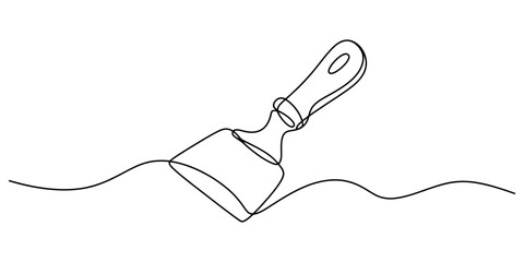 Obraz premium Continuous single line drawing of a wooden mallet hammer