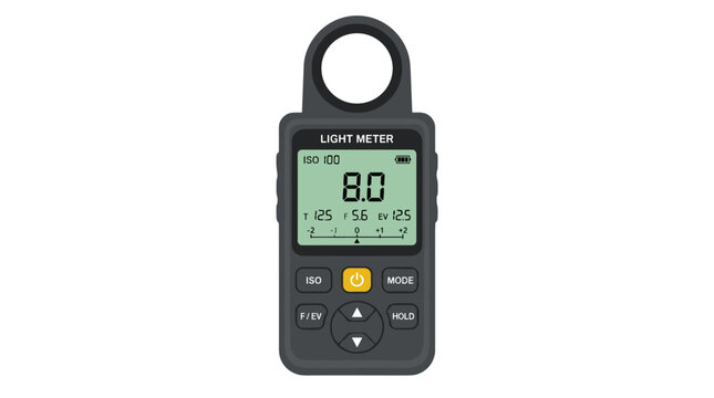 Handheld light meter device for photography.