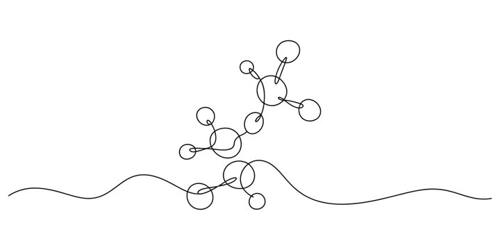 Continuous line drawing of a simple molecule structure