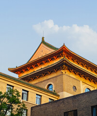 Fototapeta premium Architectural landscape of the CNNC (China National Nuclear Corporation) headquarters building during sunset, Beijing, China