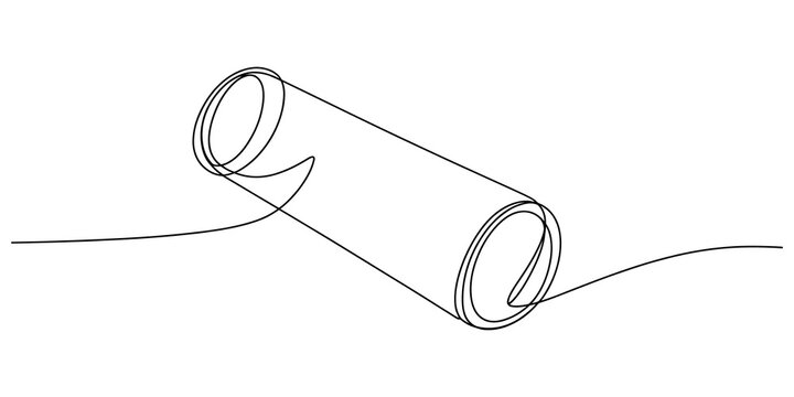Continuous single line drawing of a paper scroll or document cylinder