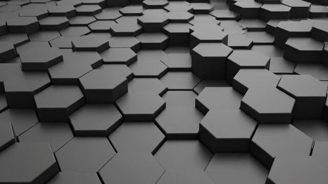 Abstract geometric hexagon pattern in dark gray background texture