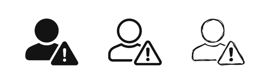 Problem User Account and Warning Alert Icons Set